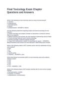 Final Toxicology Exam Chapter Questions and Answers