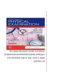 Test Bank For Seidel's Guide to Physical Examination 10th Edition Test Bank by Ball & Dains &vert; Complete Chapters 1-26 Questions and Verified Answers &vert; Interprofessional Approach