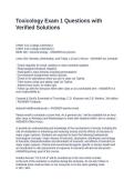 Toxicology Exam 1 Questions with Verified Solutions