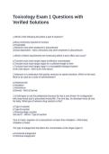 Toxicology Exam 1 Questions with Verified Solutions