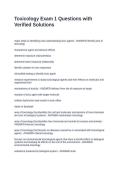 Toxicology Exam 1 Questions with Verified Solutions