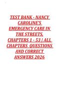 TEST BANK -  EMERGENCY CARE IN THE STREETS&comma; 8TH EDITION CHAPTERS 1 - 53 &vert; ALL CHAPTERS