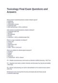Toxicology Final Exam Questions and Answers