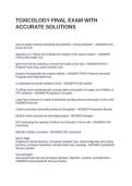 TOXICOLOGY FINAL EXAM WITH ACCURATE SOLUTIONS