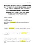 WGU D335 INTRODUCTION TO PROGRAMMING  IN PYTHON FINAL EXAM REVIEW 2025&vert; BRAND  NEW ACTUAL EXAM WITH 100&percnt; VERIFIED  QUESTIONS AND CORRECT SOLUTIONS&vert;  GUARANTEED VALUE PACK&vert; ACE YOUR  GRADES&period;NEW UPDATES&vert;2026&sol;2027