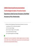 CWEA Electrical&sol;Instrumentation Technologist Grade 1 Exam Questions And Correct Answers &lpar;Verified Answers&rpar; Plus Rationales