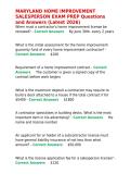 MARYLAND HOME IMPROVEMENT SALESPERSON EXAM PREP Questions and Answers &lpar;Latest 2026&rpar;