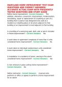 MARYLAND HOME IMPROVEMENT TEST EXAM QUESTIONS AND CORRECT ANSWERS ACCURATE