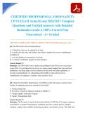 CERTIFIED PROFESSIONAL FOOD SAFETY CP FS EXAM Actual Exam 2026&sol;2027 Complete Questions and Verified Answers with Detailed Rationales Grade A 100&percnt; Correct Pass Guaranteed - A&plus; Graded