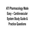 ATI Pharmacology Made Easy &ndash; Cardiovascular System Study Guide & Practice Questions 2025&sol; 2026 Complete with Solution
