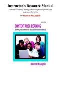 Instructor&rsquo;s Resource Manual for Content Area Reading&colon; Teaching and Learning for College and Career Readiness&comma; 2nd edition by Maureen McLaughlin&comma; Chapter 1-15 &vert; All Chapters