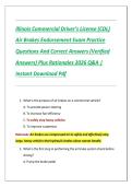 Illinois Commercial Driver&rsquo;s License &lpar;CDL&rpar;  Air Brakes Endorsement Exam Practice  Questions And Correct Answers &lpar;Verified  Answers&rpar; Plus Rationales 2026 Q&A &vert;  Instant Download Pdf 