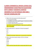 ILLINOIS COMMERCIAL DRIVER LICENSE &lpar;CDL&rpar;  ENDORSEMENT EXAM PRACTICE QUESTIONS  WITH CORRECT ANSWERS &lpar;VERIFIED  ANSWERS&rpar; PLUS RATIONALES 2026 Q&A &vert;  INSTANT DOWNLOAD PDF 