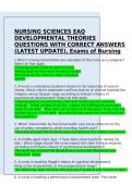 Nursing Sciences EAQ Developmental Theories 2026 Questions With Correct Answers Latest Update