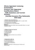 Illinois Appraiser Licensing Examination &lpar;AQB&rpar; 2026 Practice Questions & Verified Answers With Rationales