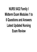 NURS 5432 Family I Midterm Exam Modules 1 to 6 Questions and Answers Latest Updated Nursing 2025&sol; 2026 Complete with Solution