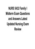 NURS 5432 Family I Midterm Exam Questions and Answers Latest Updated Nursing Exam Review 2025&sol; 2026 Complete with Solution
