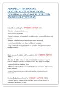 PHARMACY TECHNICIAN  CERTIFICATION ACTUAL EXAM &vert;  QUESTIONS AND ANSWERS &vert; VERIFIED  ANSWERS &vert; LATEST EXAM 