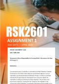 RSK2601 Assignment 1 MEMO Semester 1 2026 &vert; Due 1 April 2026