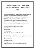 Paramedic Final Exam &lpar;JB Learning&rpar; Exam Test Guide Q&A 2026&comma; JB Learning EMT Final- Exam Guide - 100&percnt; Verified Q&A&comma; JB LEARNING EMT UNIT 2 EXAM - QUESTIONS EXAM GUIDE - 100&percnt; VERIFIED 2026&comma; HAZMAT JB Learning Chap&period; 29 - Questions And Answers - 100&percnt; Guarant