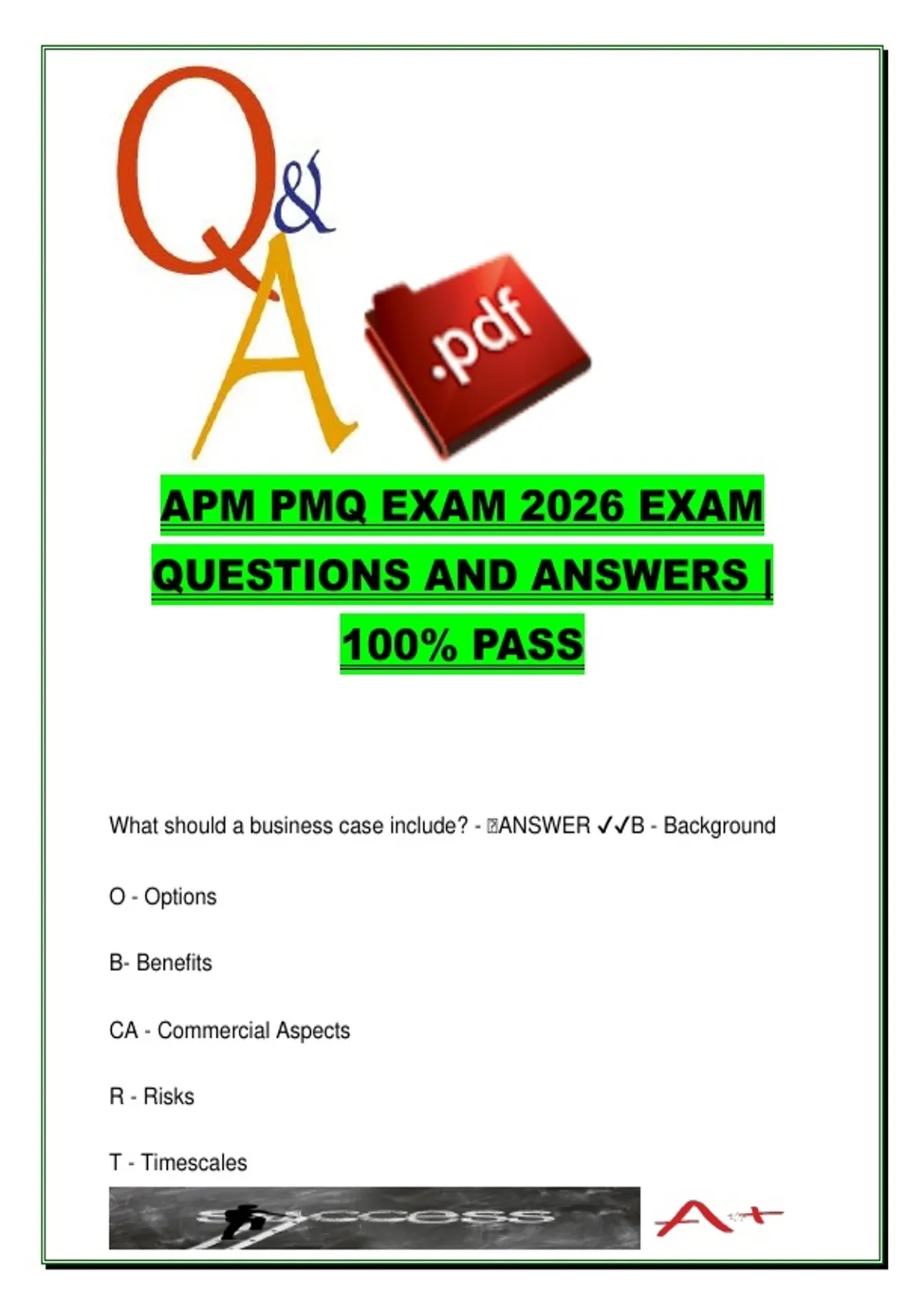 APM PMQ 2026 Exam Questions & Answers – APM PMQ – Association for ...