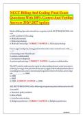 NCCT Billing And Coding Final Exam   Questions With 100&percnt; Correct And Verified   Answers 20262027 update  