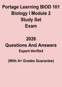 Portage Learning BIOD 101 Biology I Module 2 Study Set PDF &vert; Exam Prep&comma; Practice Questions & Concept Review