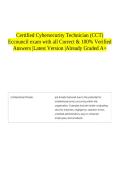 Certified Cybersecurity Technician &lpar;CCT&rpar; Eccouncil exam with all Correct & 100&percnt; Verified Answers &vert;Latest Version &vert;Already Graded A&plus;