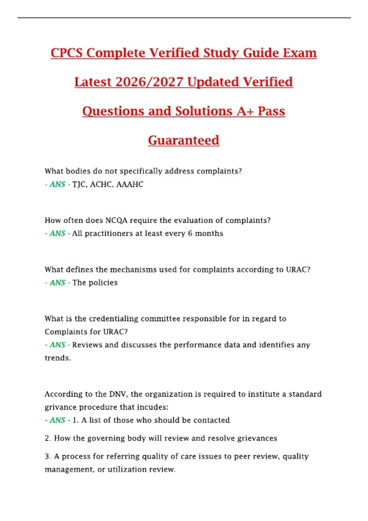 CPCS Complete Verified Study Guide 2026–2027 — Comprehensive ...