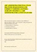 ARF ADMINISTRATOR FINAL EXAM  2026 WITH 250 QUESTIONS AND  CORRECT VERIFIED ANSWERS &vert;  ALREADY GRADED A&plus; &vert; ARF  ADMINISTRATOR LATEST EXAM 2026