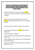 CRITICAL CARE NURSING EXAM COMPREHENSIVE PRACTICE REVISION
