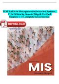 Test Bank for MIS &lpar;Management Information Systems&rpar;&comma; 11th Edition by Hossein Bidgoli &vert; Verified Chapters 1-14 Complete &vert; A&plus; Grade &vert; Downloadable PDF