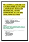 NYC Firefighter Command Staff Training Instructor Exam With Actual Questions & Verified Answers&comma; Plus Explained Rationales&sol;Expert Verified For Guaranteed 100&percnt; Pass 2026&sol;Latest Update&sol;Instant Download Pdf