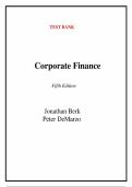 Test Bank for Corporate Finance&colon; The Core&comma; 5th edition by Jonathan Berk&comma; Peter DeMarzo &vert;All Chapters