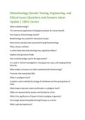 Biotechnology Genetic Testing&comma; Engineering&comma; and  Ethical Issues Questions and Answers latest  Update &vert; 100&percnt; Correct  