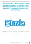 HESI MED SURG LATEST VERSIONS 1&comma;2&comma;3&comma;4 & 5 EACH VERSION WITH 155 QUESTIONS AND CORRECT ANSWERS&sol;MED SURG HESI EXIT LATEST VERSIONS 1-5 QUESTIONS AND ANSWERS