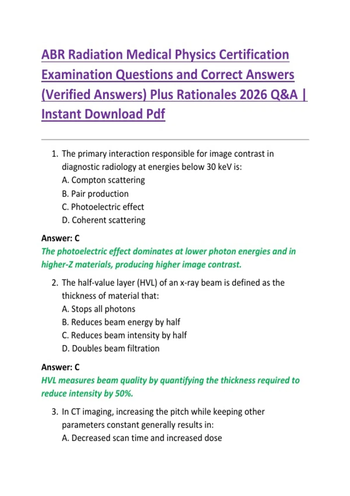 ABR Radiation Medical Physics Certification Examination Questions and ...