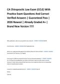 CA Chiropractic Law Exam &lpar;CCLE&rpar; With  Practice Exam Questions And Correct  Verified Answers &vert; Guaranteed Pass &vert;  2026 Newest &vert; Already Graded A&plus; &vert;  Brand New Version &excl;&excl;&excl;&excl;&excl; 
