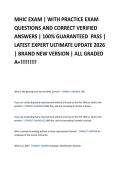 MHIC EXAM &vert; WITH PRACTICE EXAM   QUESTIONS AND CORRECT VERIFIED  ANSWERS &vert; 100&percnt; GUARANTEED  PASS &vert;  LATEST EXPERT ULTIMATE UPDATE 2026  &vert; BRAND NEW VERSION &vert; ALL GRADED  A&plus;&excl;&excl;&excl;&excl;&excl;&excl;&excl;&excl;&excl; 