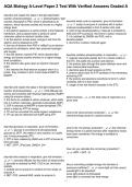 AQA Biology A-Level Paper 2 Test With Verified Answers Graded A