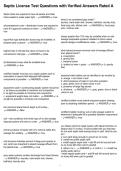 Septic License Test Questions with Verified Answers Rated A