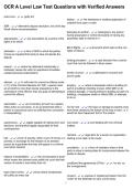 OCR A Level Law Test Questions with Verified Answers