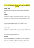 NUR 340 Community Exam-questions Solved 100&percnt; Correct