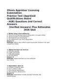Illinois Appraiser Licensing Examination &lpar;AQB&rpar; 2026 Practice Questions & Verified Answers With Rationales