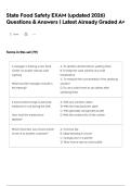 State Food Safety EXAM &lpar;updated 2026&rpar; Questions & Answers &vert; Latest Already Graded A&plus; 