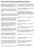Astro 7N Unit 1 Quiz with Verified Answers Rated A