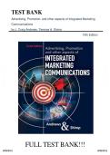 Test Bank  &ndash; Advertising&comma; Promotion&comma; and Other Aspects of Integrated Marketing Communications &lpar;10th Edition&rpar; Andrews & Shimp &vert; All Chapters Covered &vert; Rated A&plus; &vert; Latest Edition
