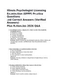 Illinois Psychologist Licensing Examination &lpar;EPPP&rpar; 2026 Practice Questions & Verified Answers With Rationales