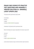 PRAXIS 5005 SCIENCE ETS PRACTICE  TEST QUESTIONS AND ANSWERS &percnt;  VERIFIED SOLUTION &lpar;A&plus; GRADED&rpar;&vert;&vert;  LATEST UPDATE 2026 