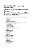 Illinois Physician Licensing Examination &lpar;USMLE&rpar; 2026 Practice Questions & Verified Answers With Rationales
